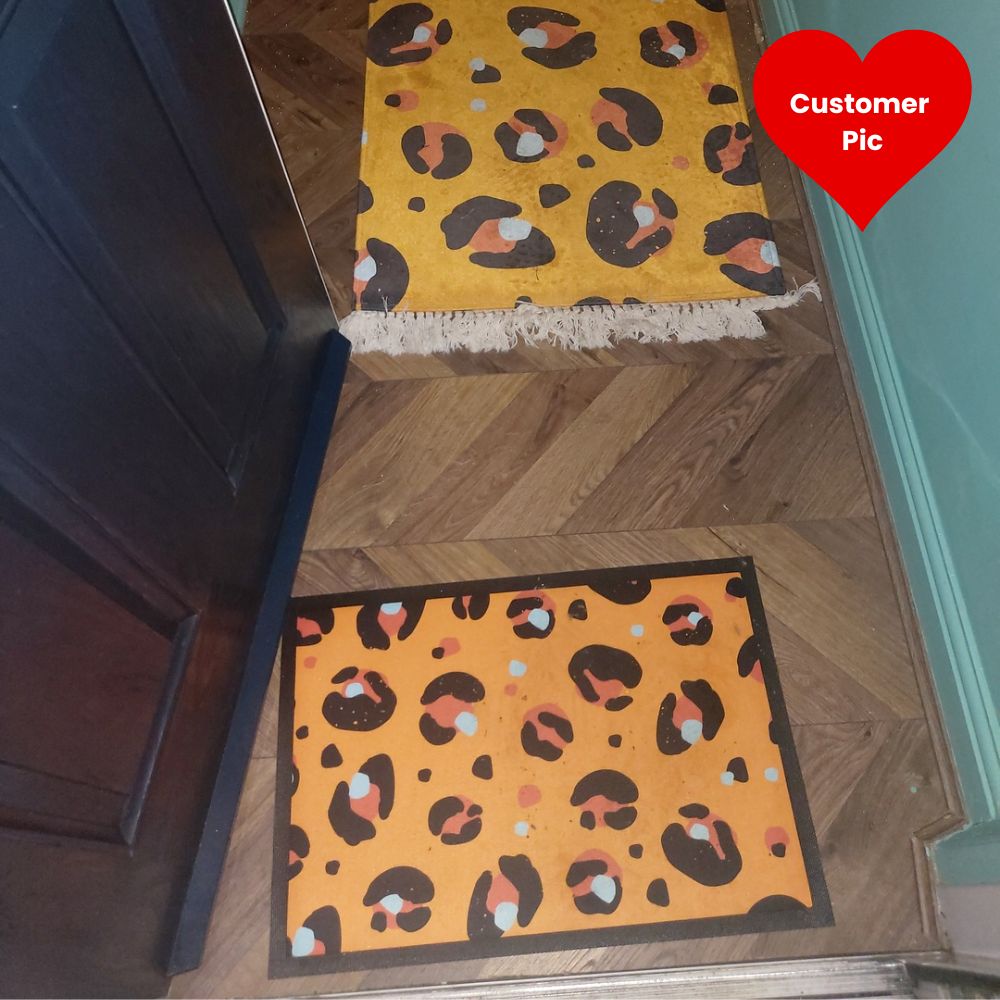 Yellow Leopard Print Doormat