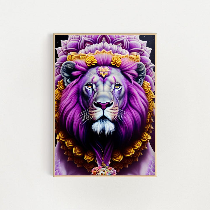 Der lila Löwe, feiner Wandkunstdruck