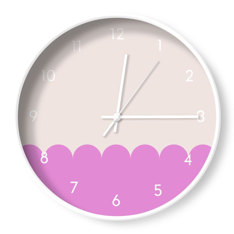 Dusty Pink Scallop Print Wall Clock Decor - Yililo