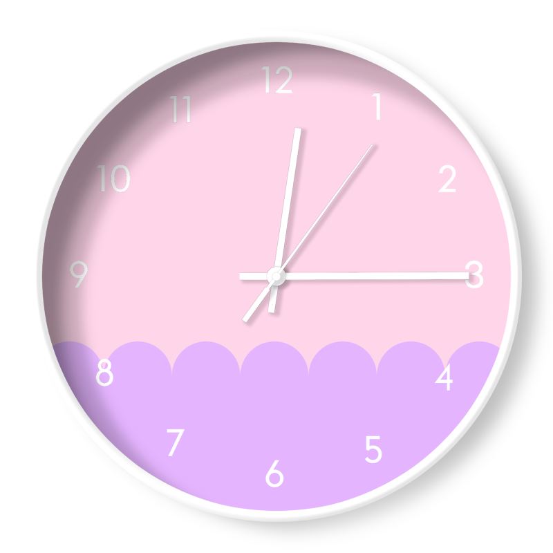 Pink Lilac Scallop Print Wall Clock Decor - Yililo
