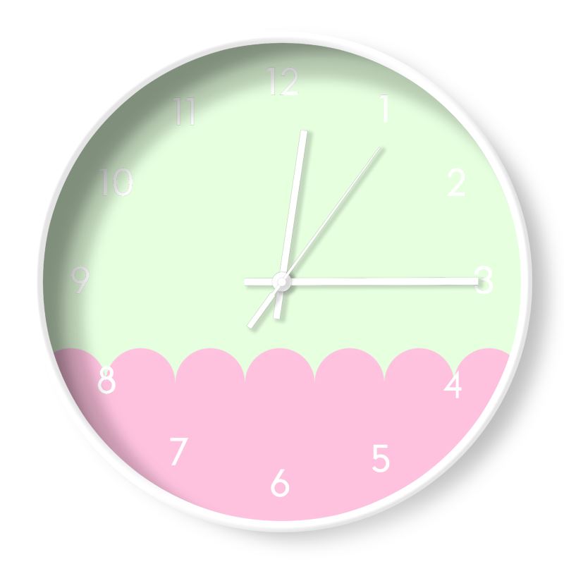 Pink Green Scallop Print Wall Clock - Yililo