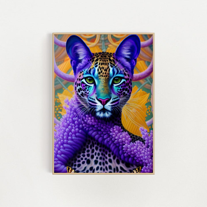 Der lila Leopard, feiner Wandkunstdruck
