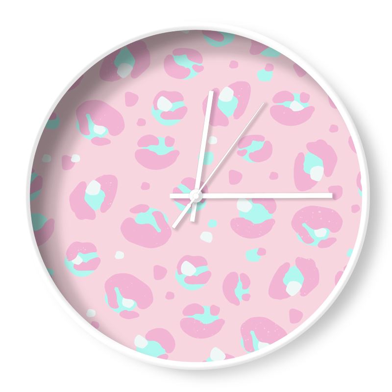 Light Pink Leopard Print Wall Clock - Yililo