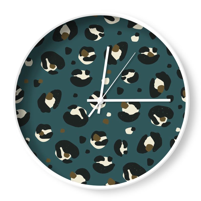 Dark Green Leopard Print Wall Clock - Yililo