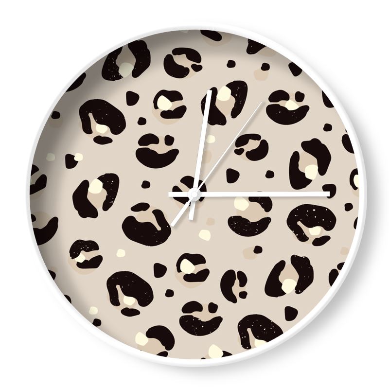 Cream Leopard Print Wall Clock - Yililo