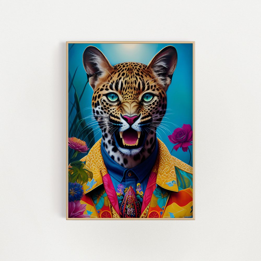 Der brüllende Leopard, feiner Wandkunstdruck