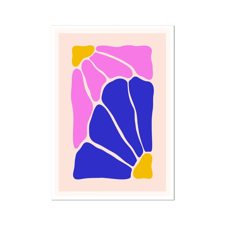 Pink Blue Two Flowers Wall Art Poster - Yililo