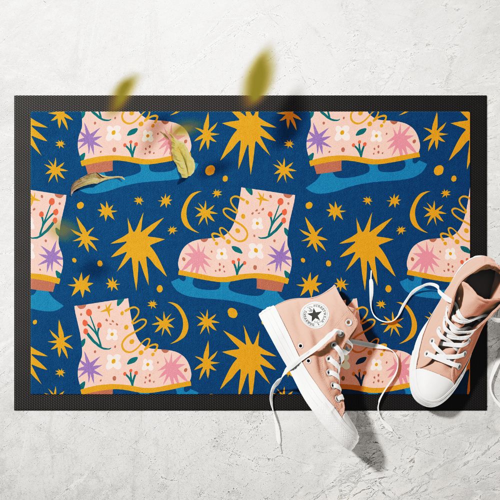 Christmas Pink Skate Doormat 60x40cm - Yililo