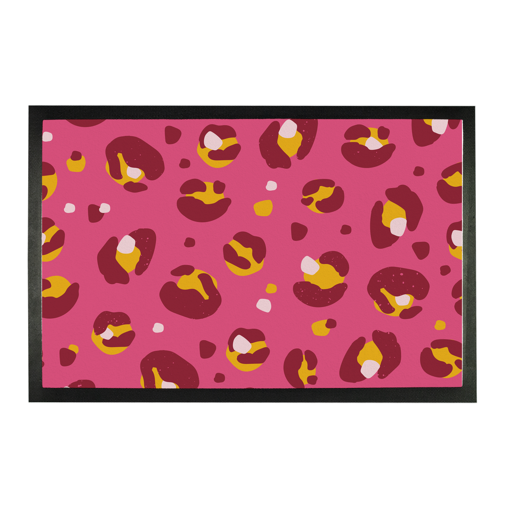 Dark Pink Yellow Leopard Print Doormat - Yililo
