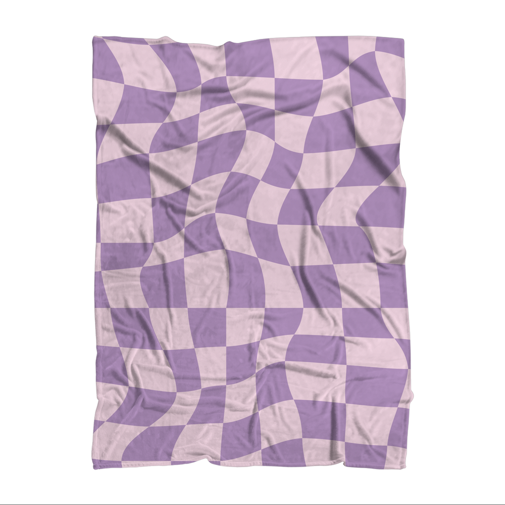 90s Purple Check Lightweight Throw Blanket - Yililo