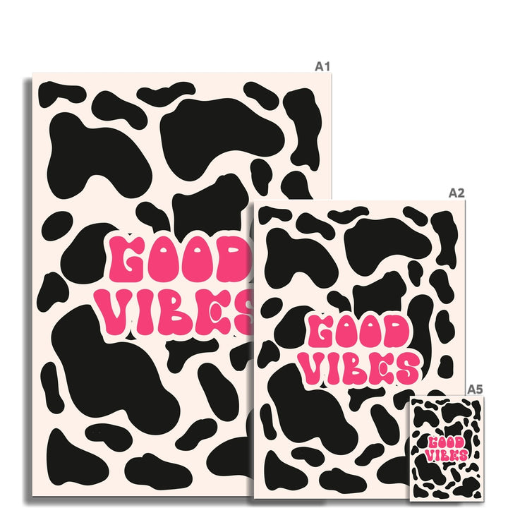 Cow Print Good Vibes Wall Art Poster - Yililo