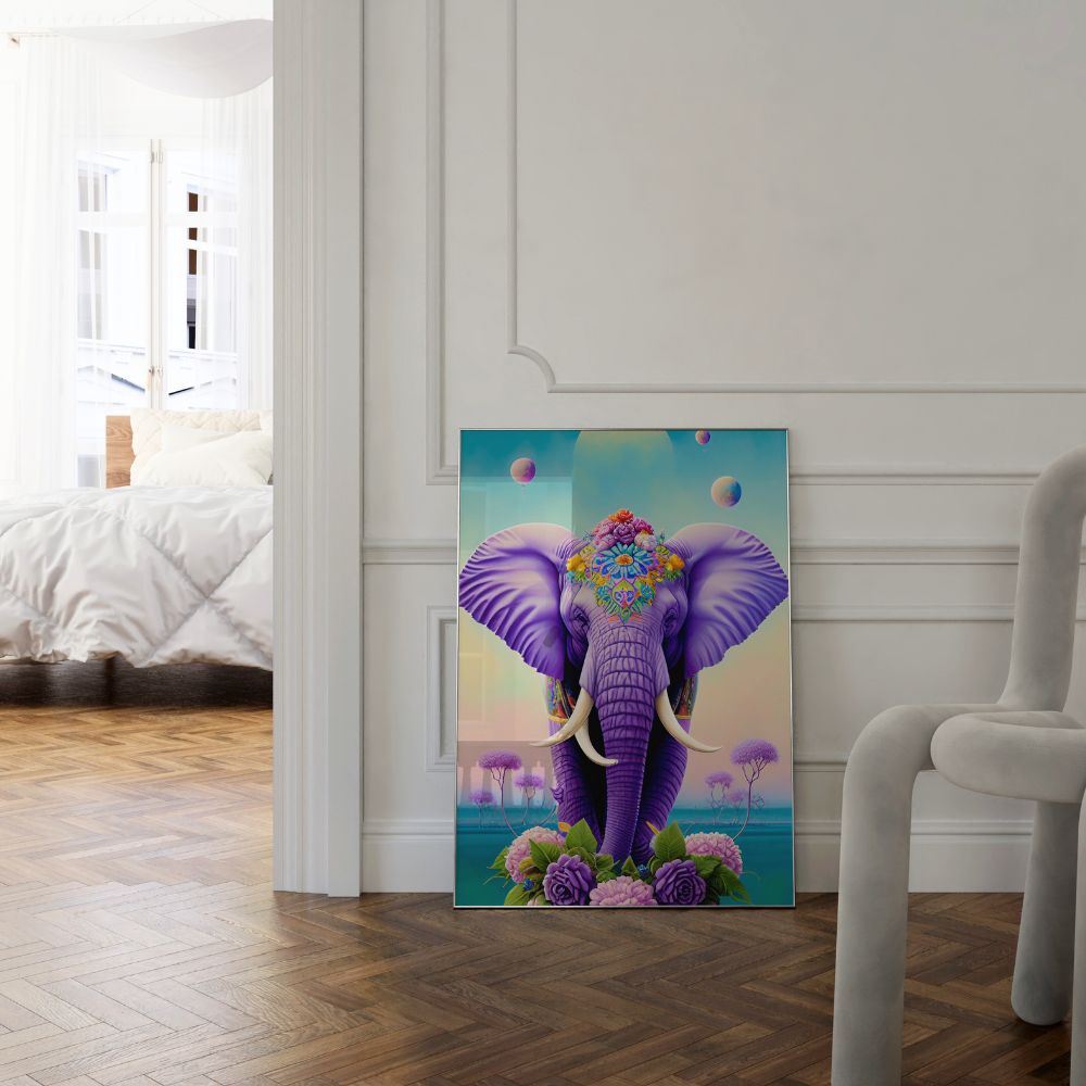 Der lila Elefant, feiner Wandkunstdruck