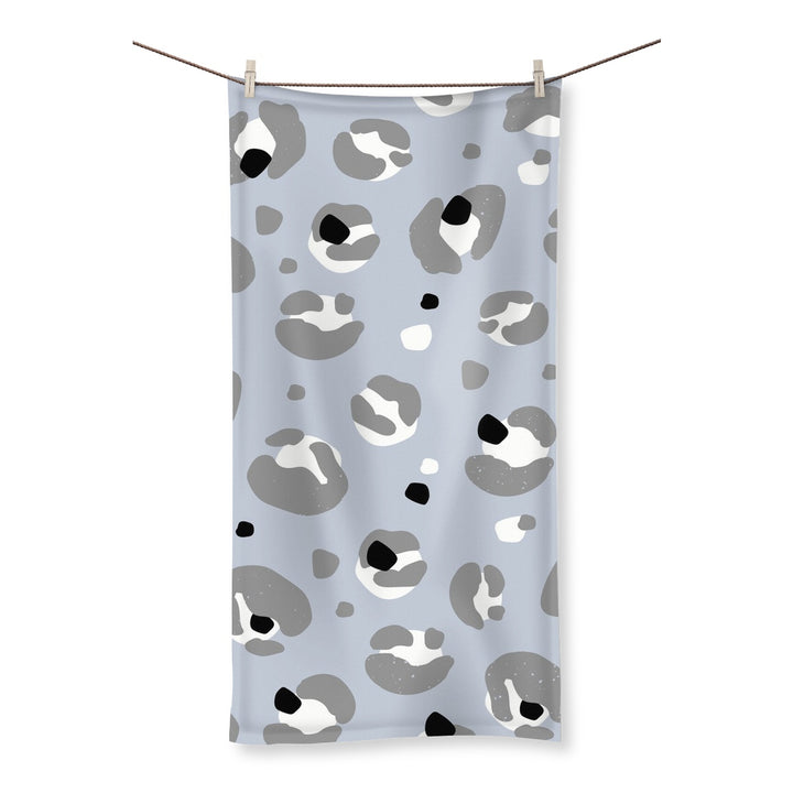 Bath Hand Towel Grey Leopard Print - Yililo