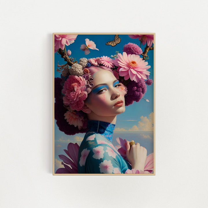 Pink Hair And Blue Sky Wall Art Poster