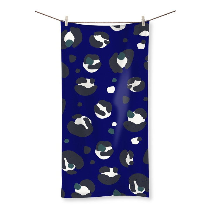Dark Blue Leopard Print Bath Hand Towel - Yililo