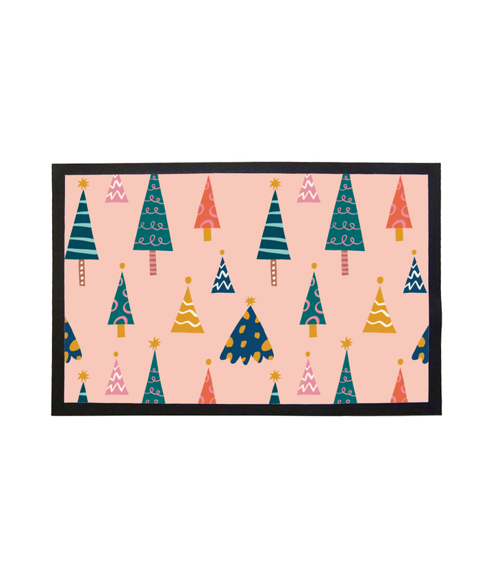 Pink Christmas Tree Doormat 60x40cm - Yililo