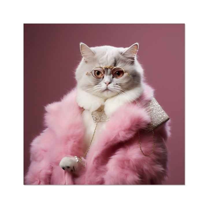 The Posh Pink Cat Funny Wall Art Poster