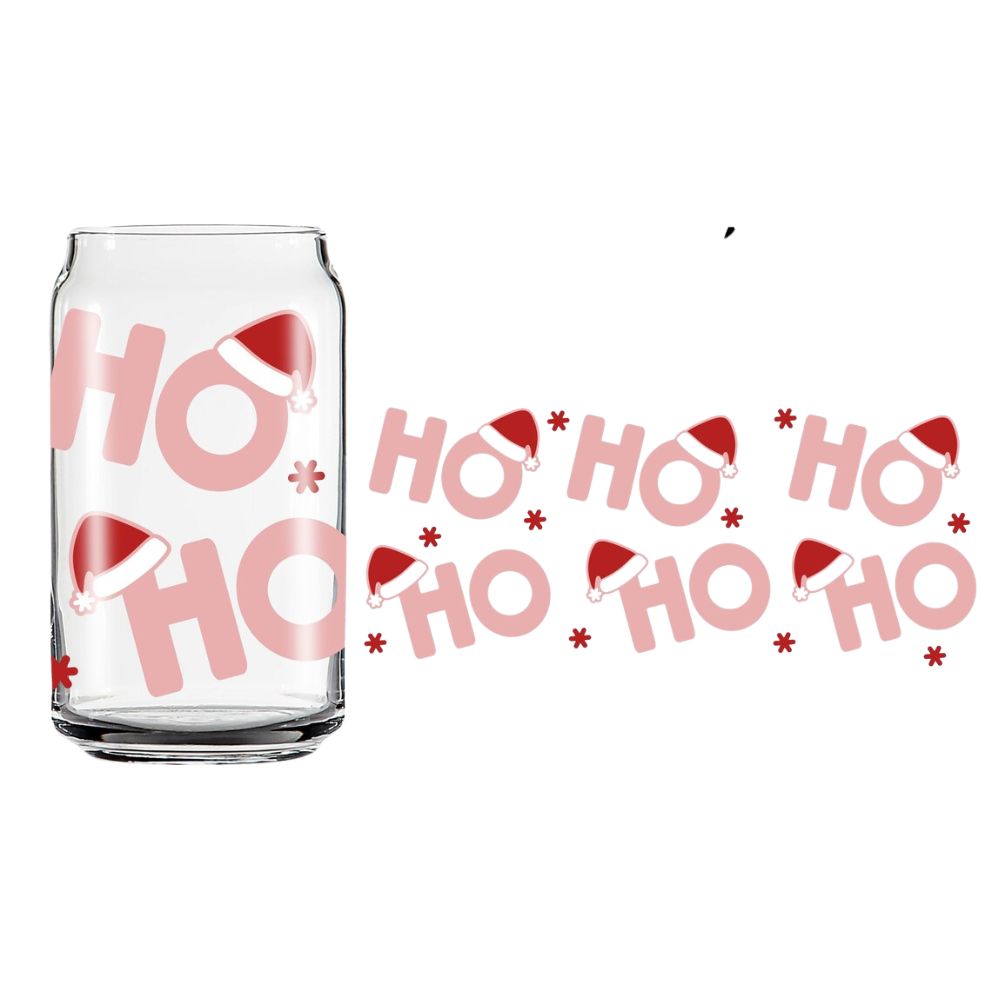 HO HO Christmas Glass Beer Can Libbey 16oz - Yililo