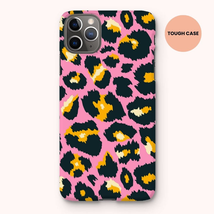 Candy Pink and Yellow Leopard Print Tough Phone Apple Samsung Case - Yililo