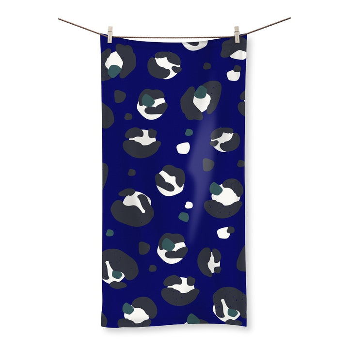 Dark Blue Leopard Print Bath Hand Towel - Yililo