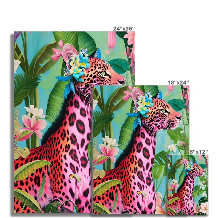 Pink Giraffe Leopard Flora Fine Art Print - Yililo