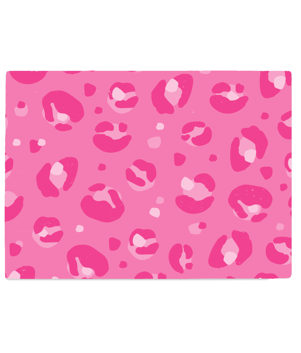 Bright Pink Leopard Print Glass Chopping Board - Yililo