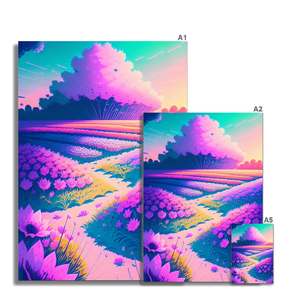 Purple Lilac Fields Colourful Floral Wall Art - Sizes 