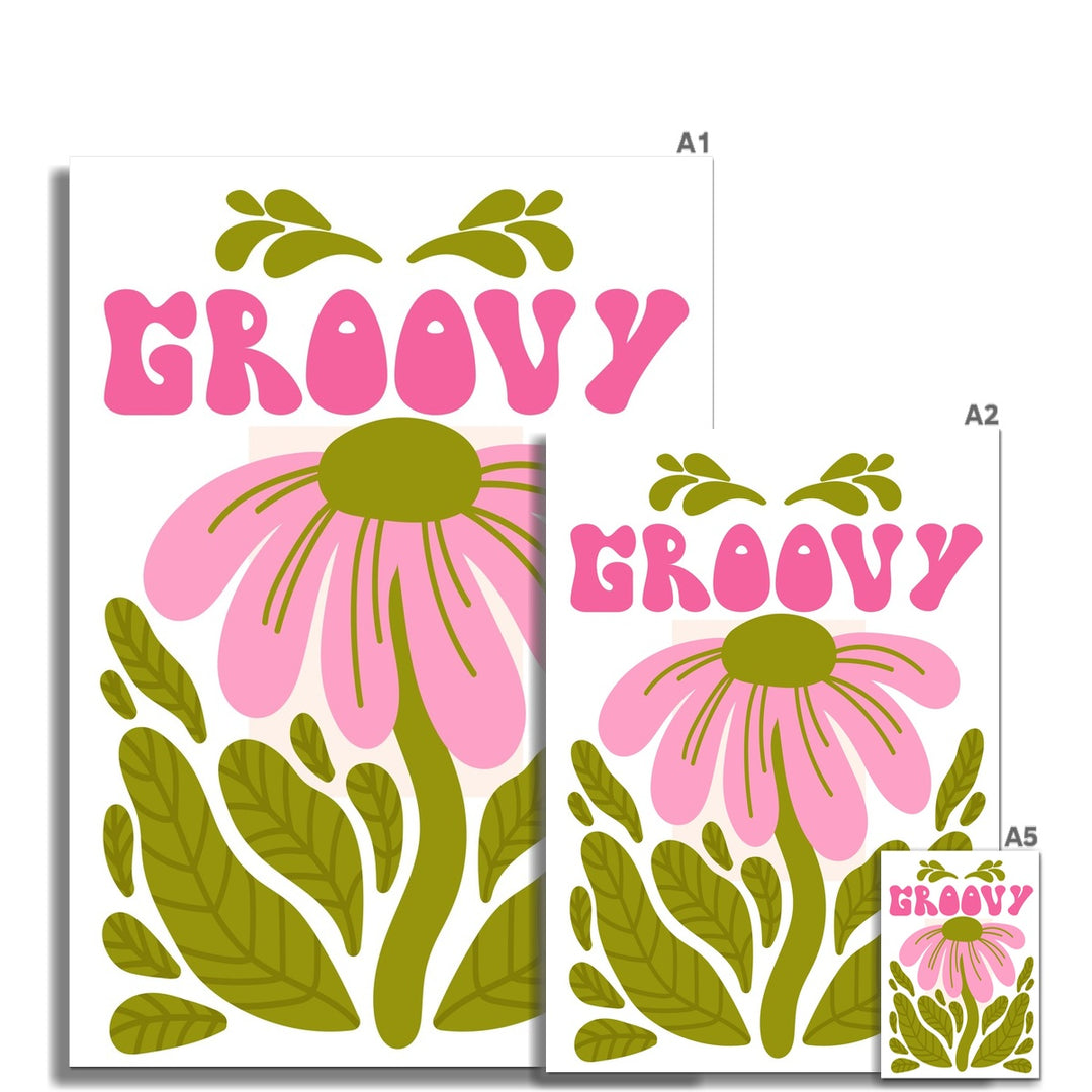 Groovy Pink Flower Wall Art Poster - Yililo