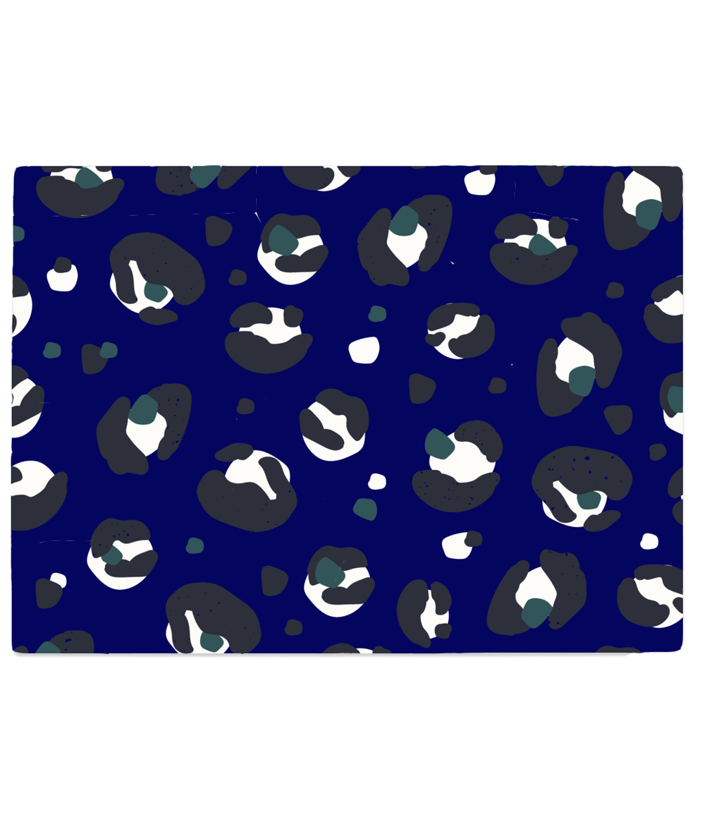 Dark Blue Leopard Print Glass Chopping Board - Yililo