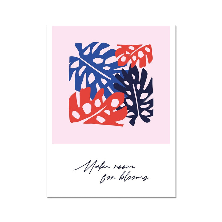 Blue And Red Palm Leaf Wall Art Poster