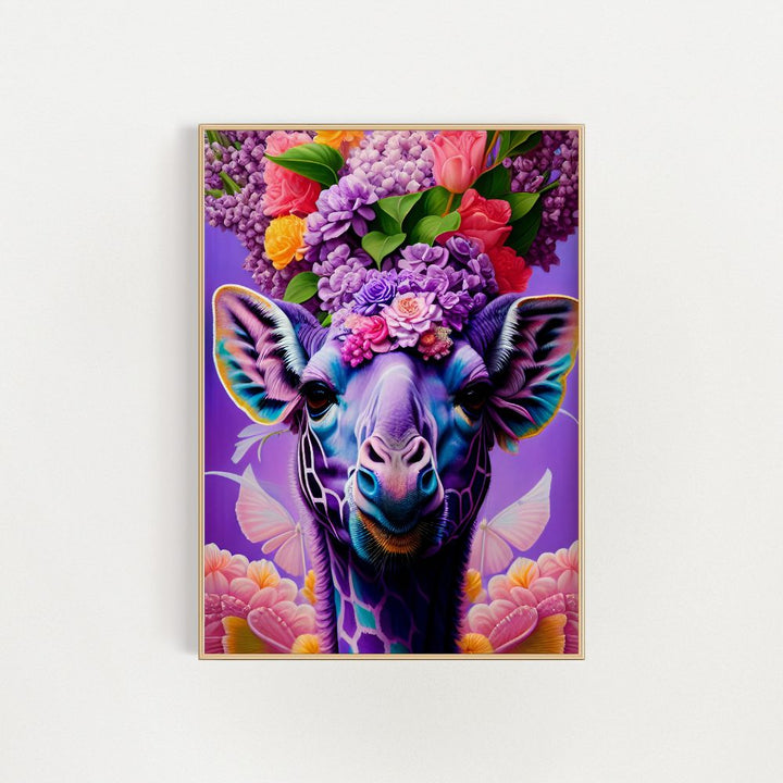 Der lilafarbene Giraffen-Kunstdruck