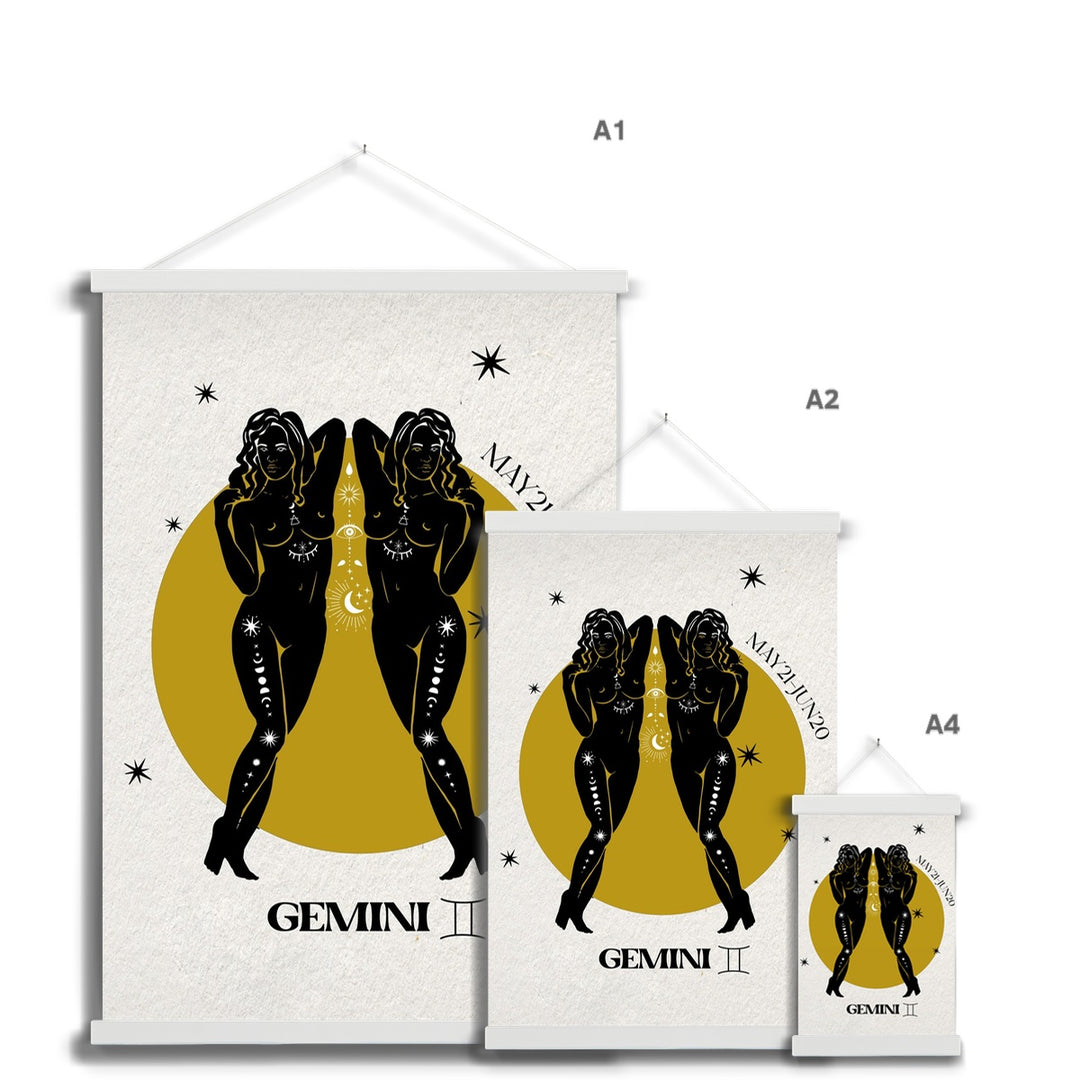 Gemini Zodiac Art Print with Hanger - Yililo