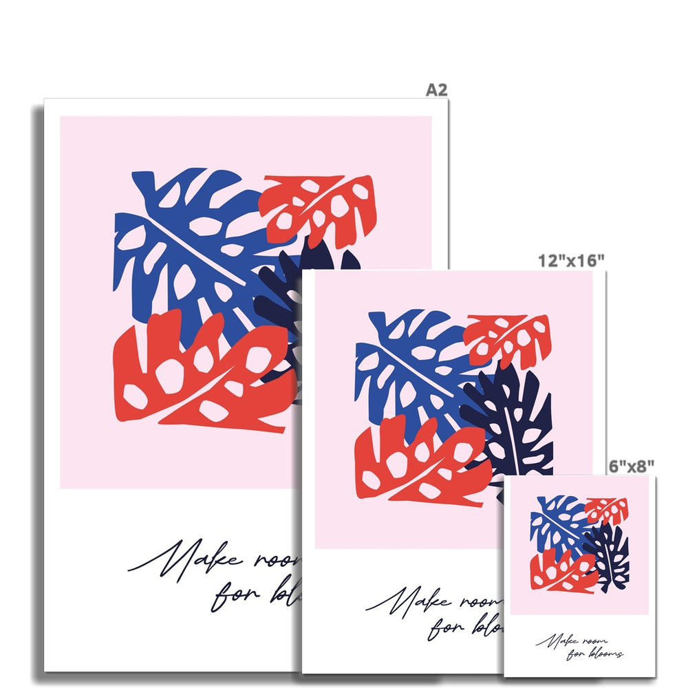 Blue And Red Palm Leaf Wall Art Poster - Yililo