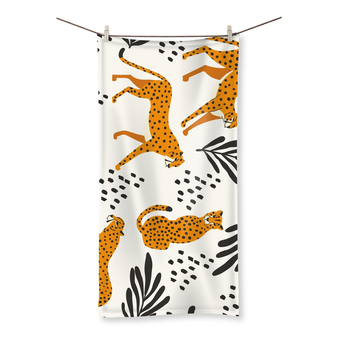 Bath Towel Cream Leopard Microfibre - Yililo