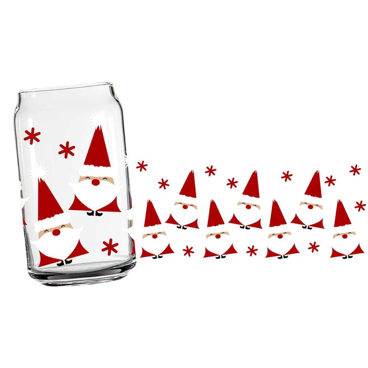 Santa Christmas Glass Beer Can Libbey 16oz - Yililo