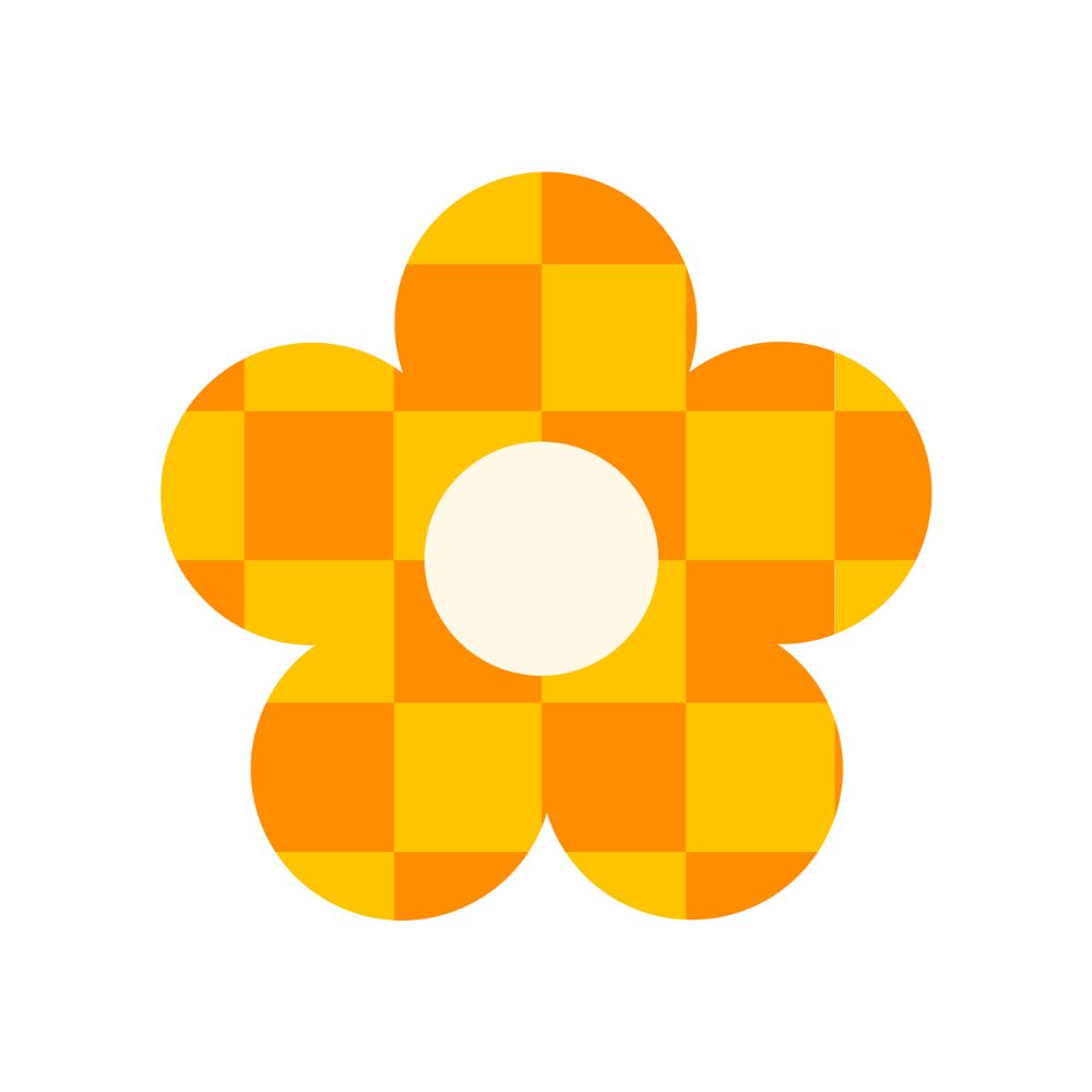 90s Yellow Check Flower Cushion - Yililo