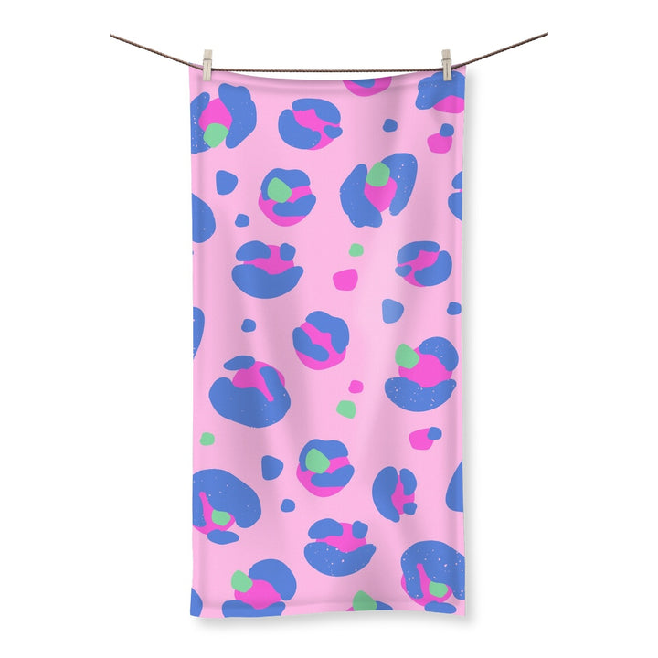 Pink Blue Leopard Print Bath Hand Towel - Yililo