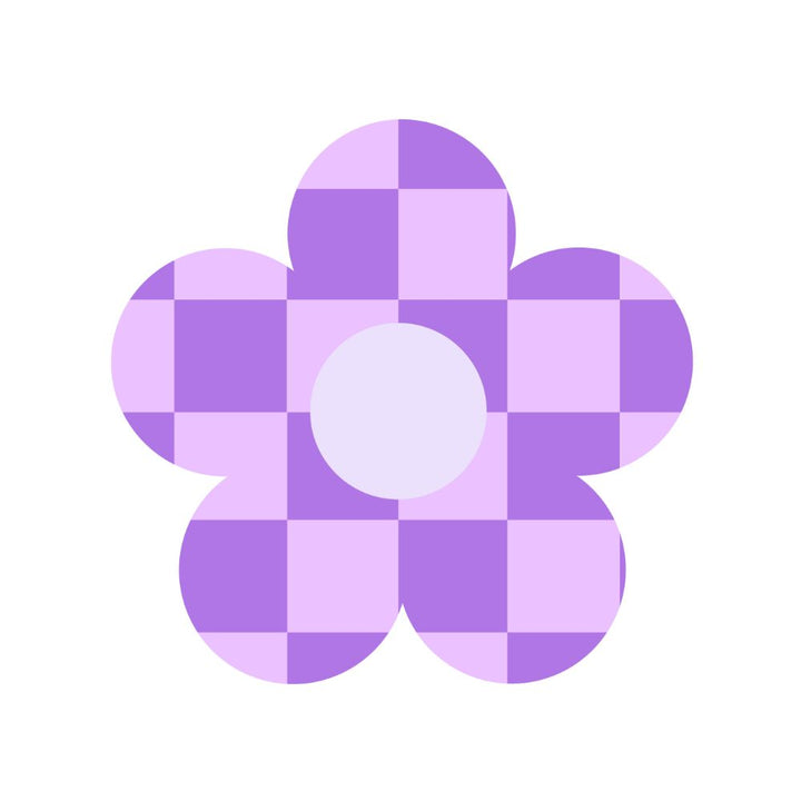 90s Lilac Purple Check Flower Cushion - Yililo