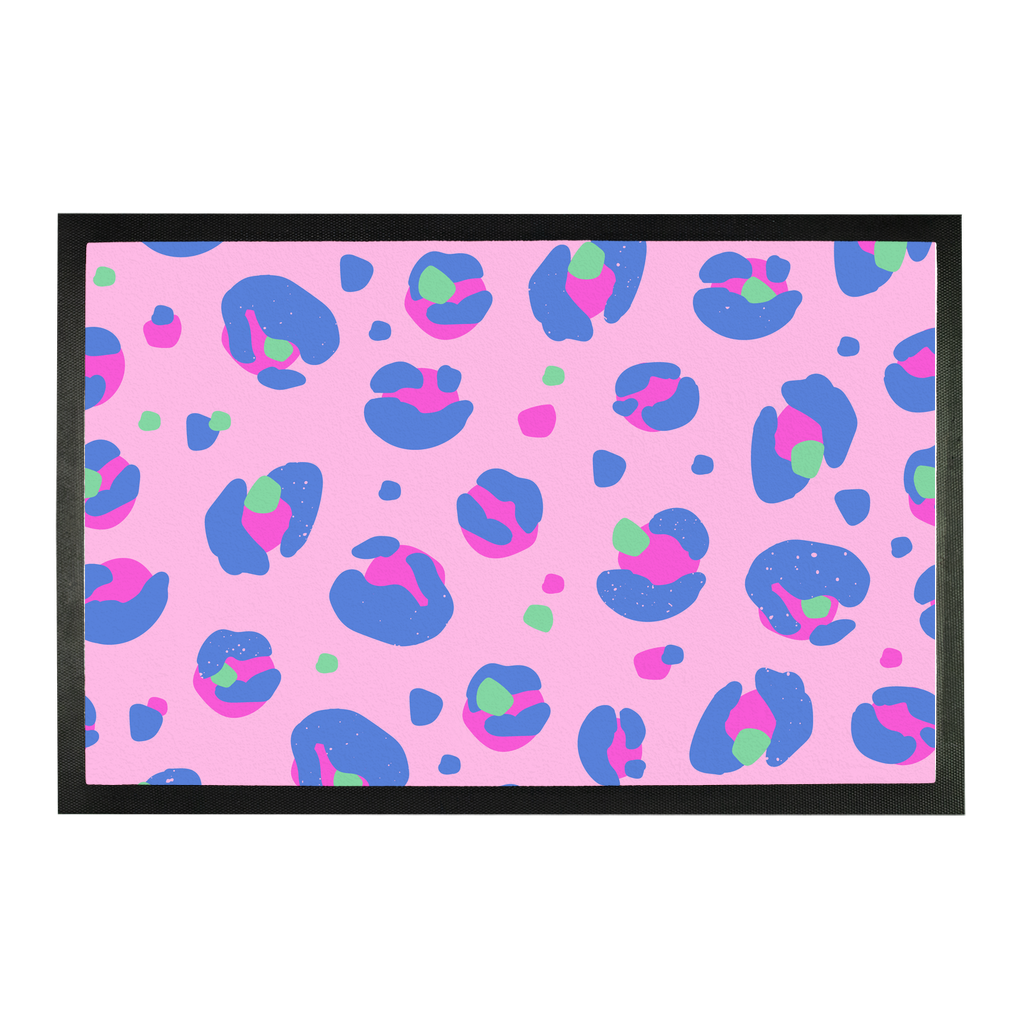 Pink Blue Leopard Print Doormat - Yililo