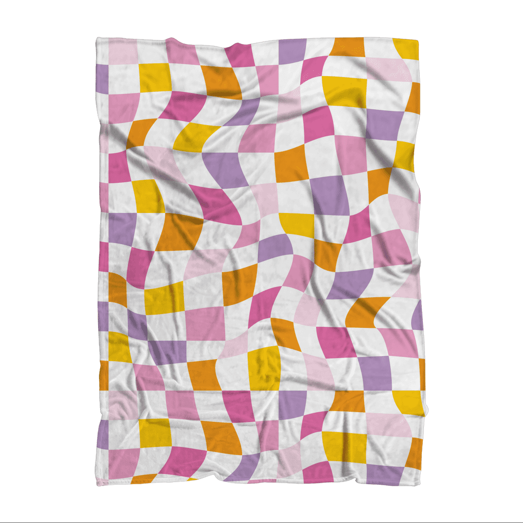 90s Colour Check Lightweight Throw Blanket - Yililo