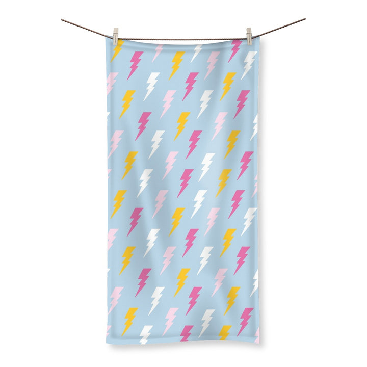 90s Blue Lightening Bolt Bath Hand Towel - Yililo