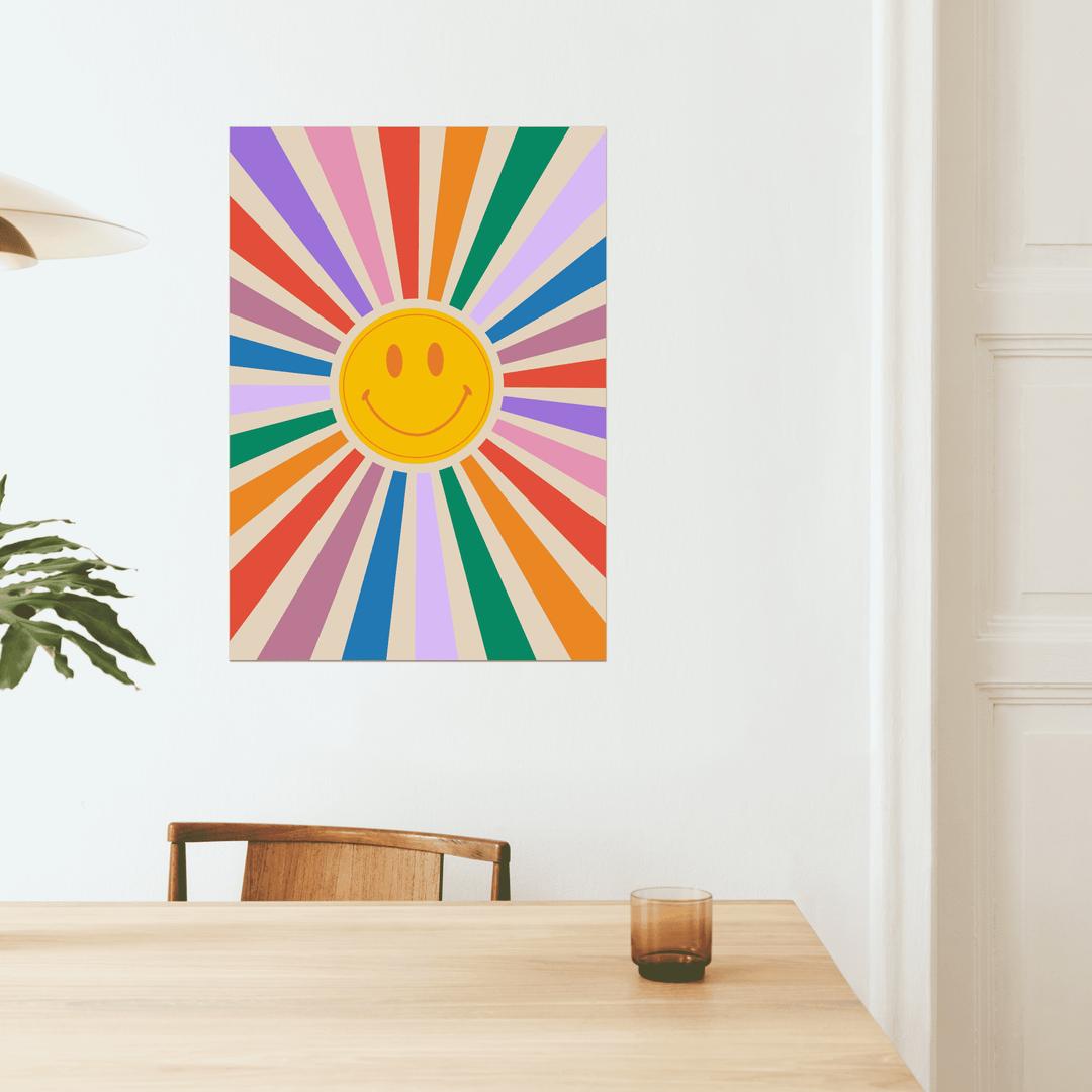 90s Bright Smiley Sunshine Wall Art Poster - Yililo