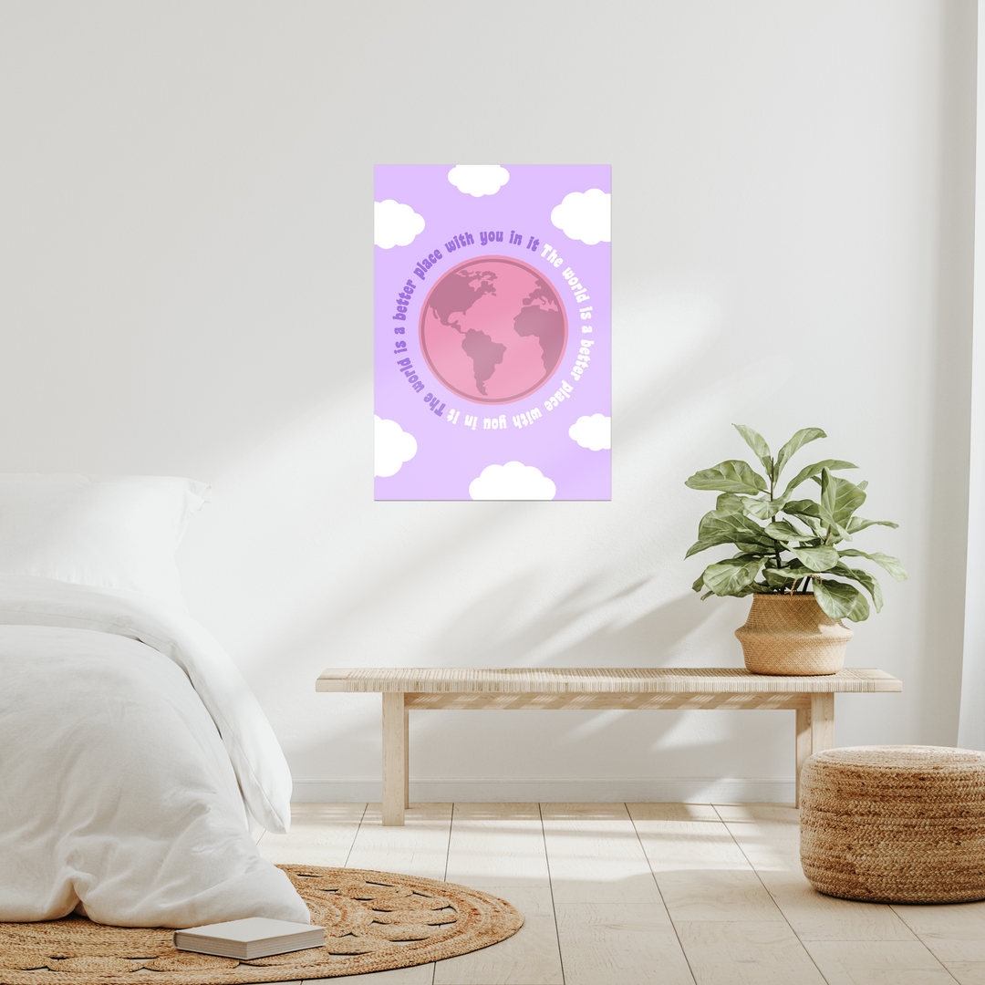 90s Lilac Globe Wall Art Poster - Yililo