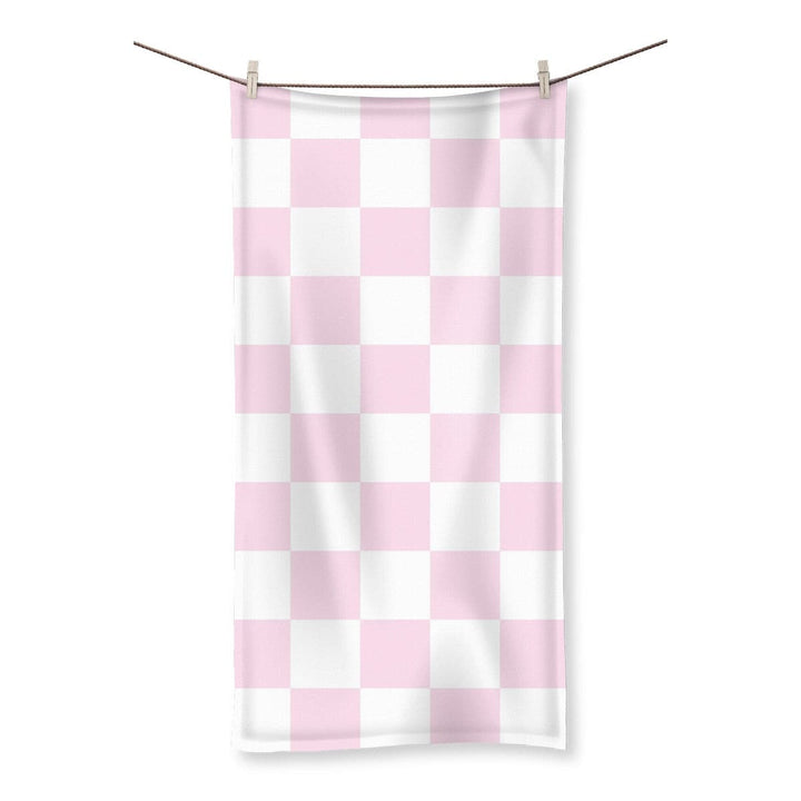 90s Pink Check Bath Hand Towel - Yililo