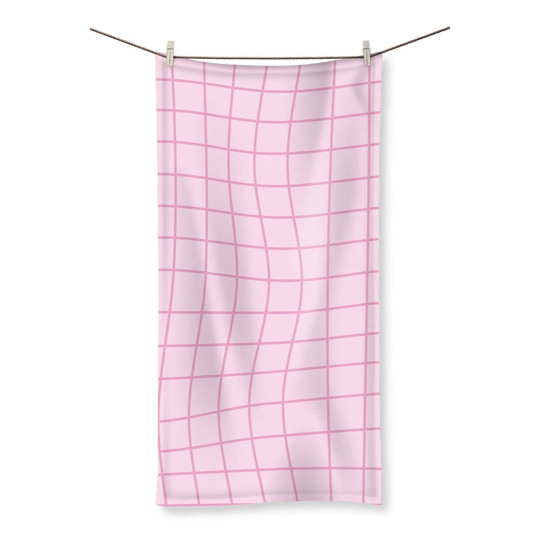 90s Pink Curvy Line Bath Hand Towel - Yililo