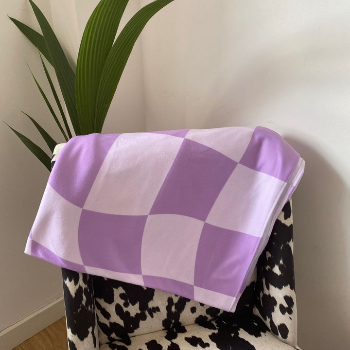 90s Purple Check Lightweight Throw Blanket - Yililo