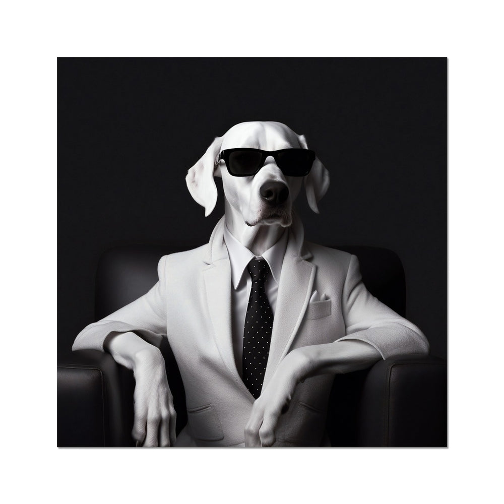 Boss Dog In White Suit Funny Wall Art Poster - Yililo