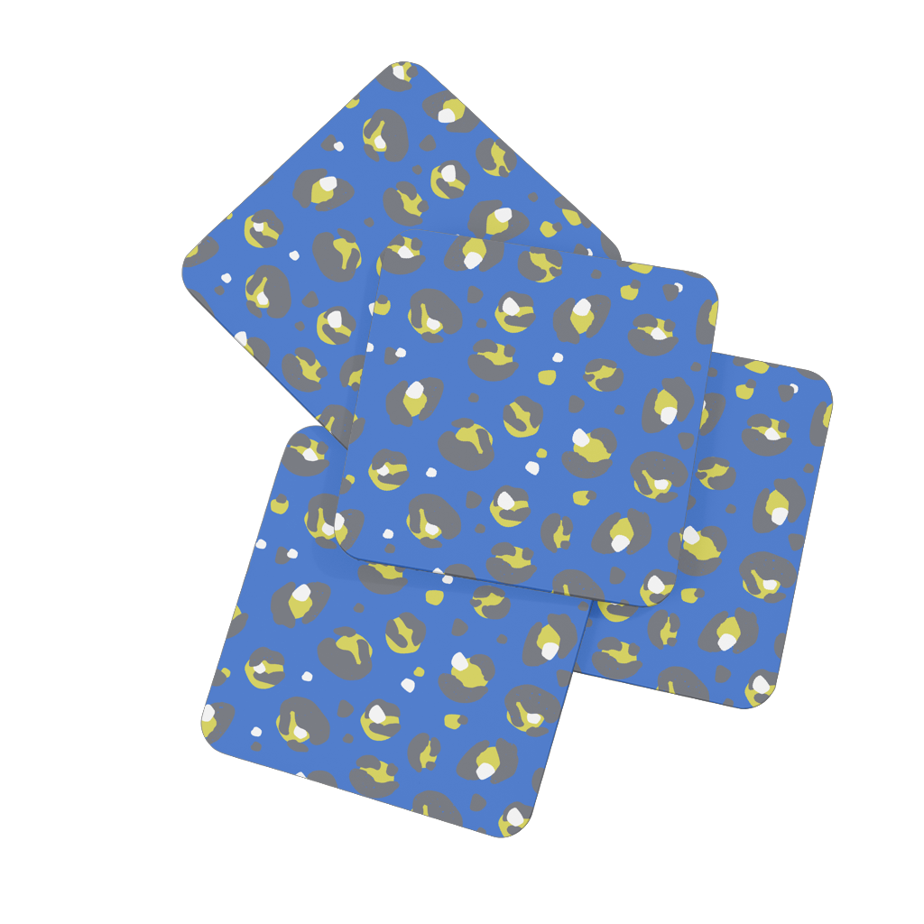 Blue Leopard Print Coasters Set Of 4 - Yililo