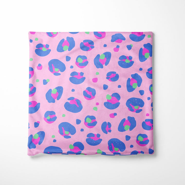 Pink Blue Leopard Print Cushion Cover 40cm