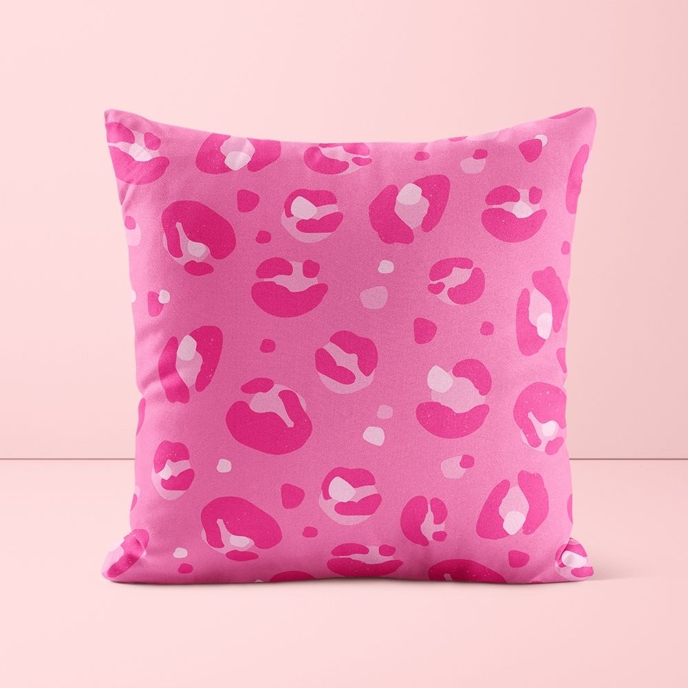 Bright Pink Leopard Print Cushion - Yililo